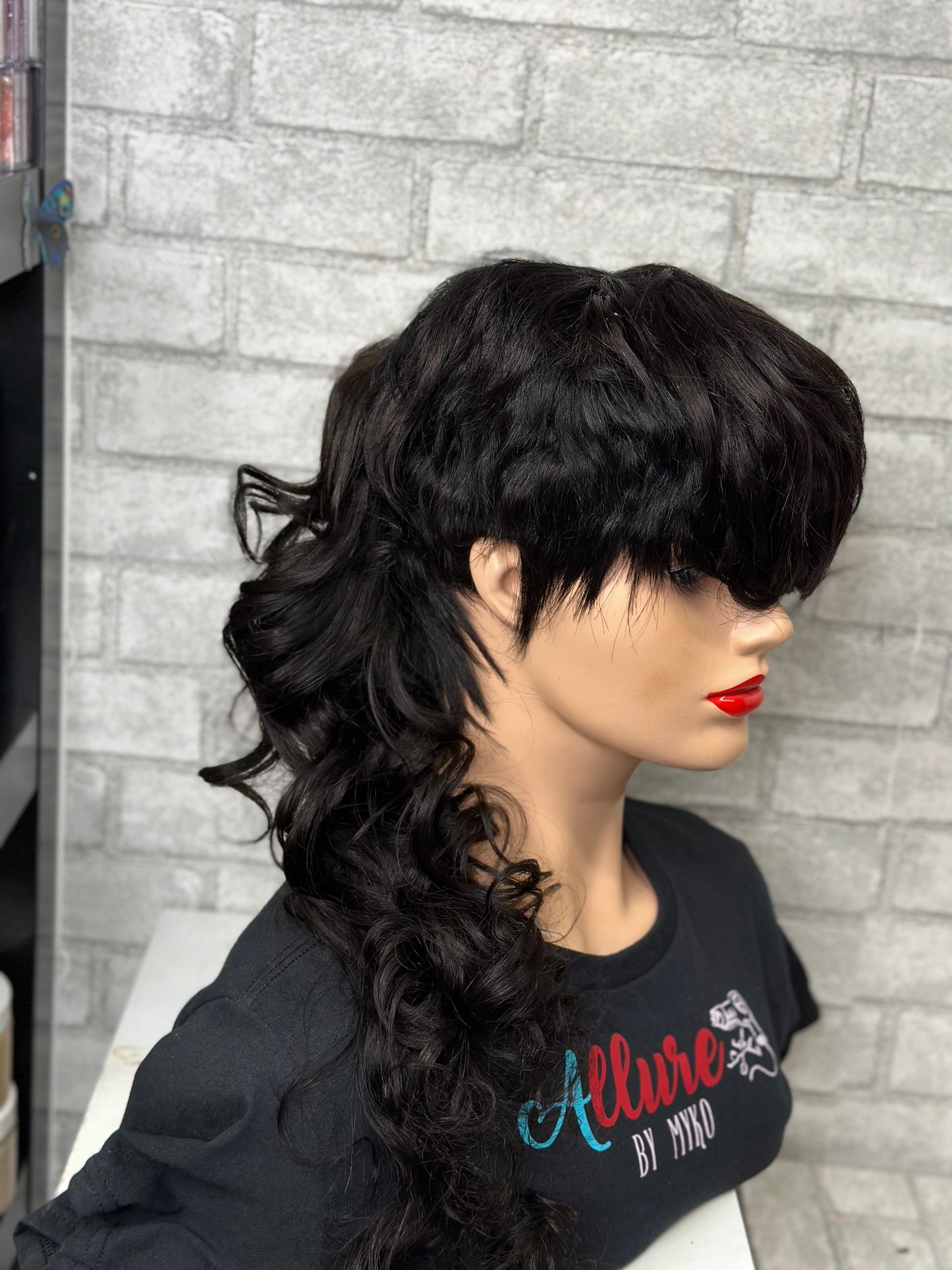 Taylor -20 inch Natural color loose wave curly mullet wig