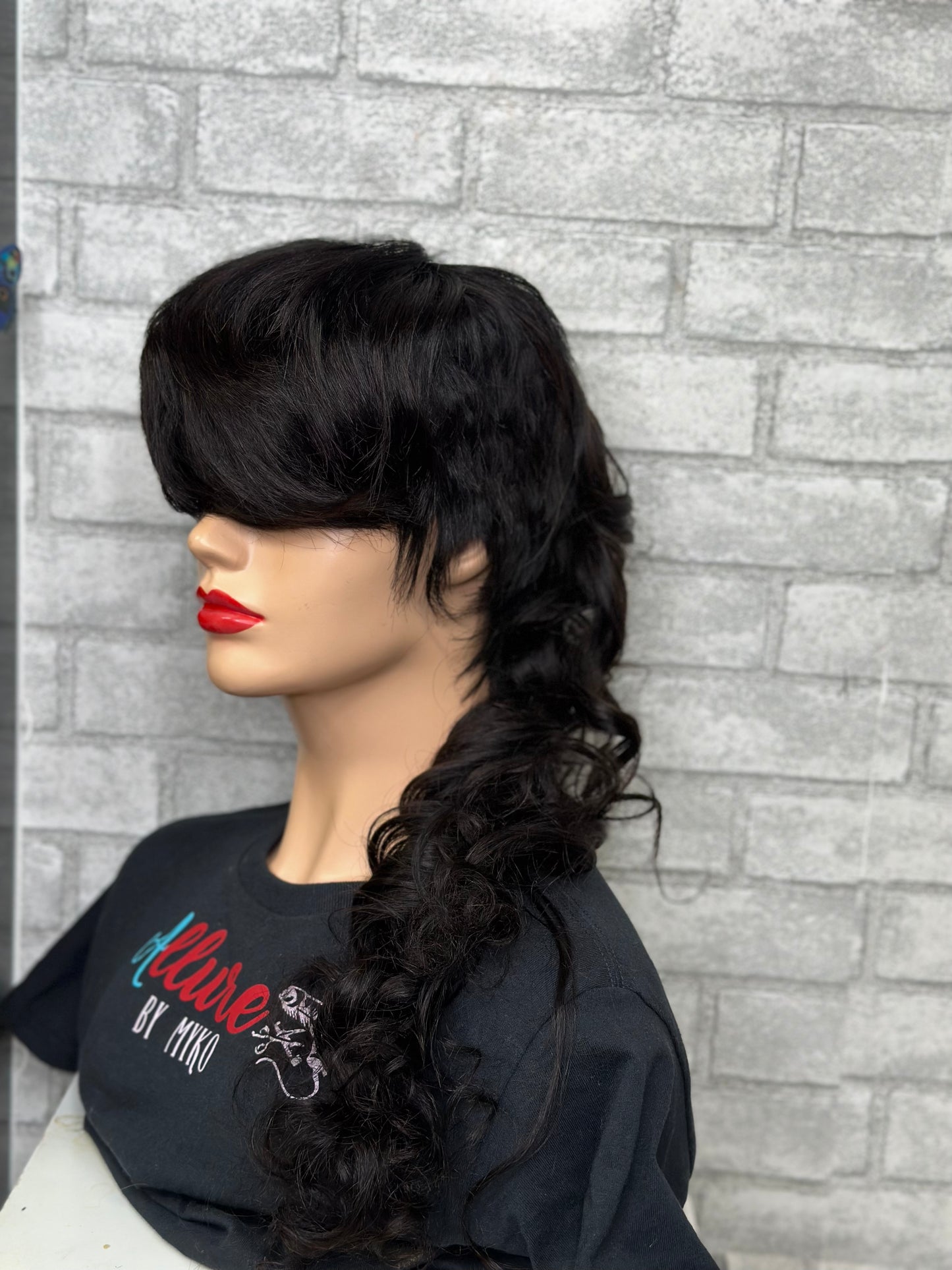 Taylor -20 inch Natural color loose wave curly mullet wig