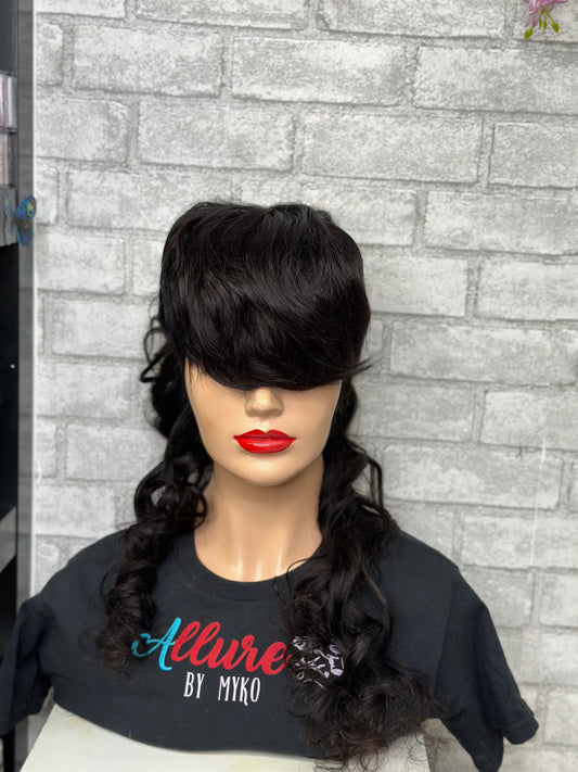 Taylor -20 inch Natural color loose wave curly mullet wig