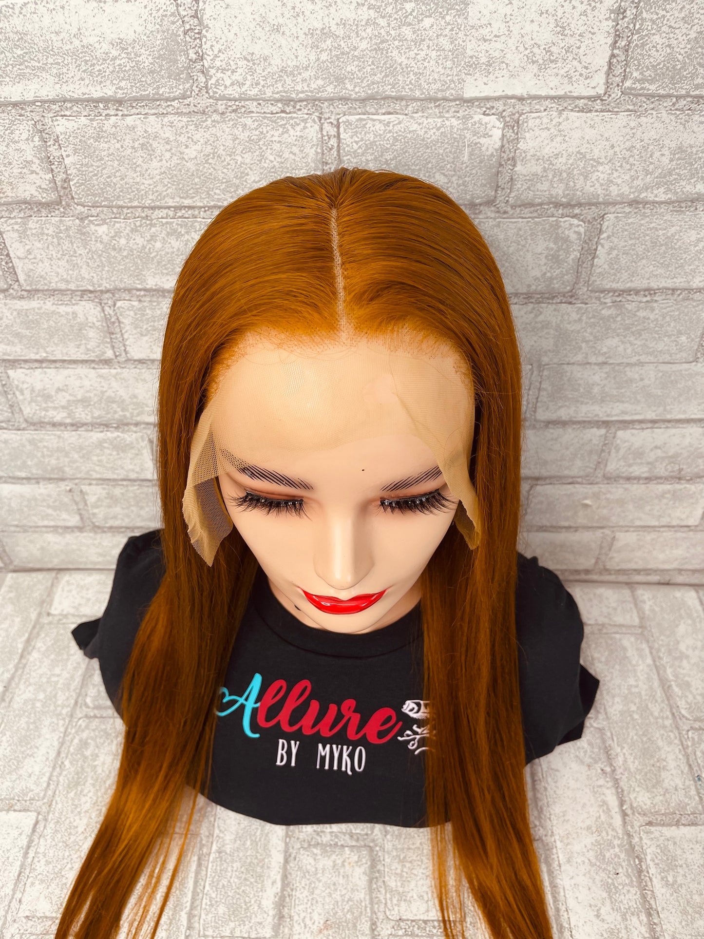 Lava Girl - 20inch human hair lace frontal ginger red color wig