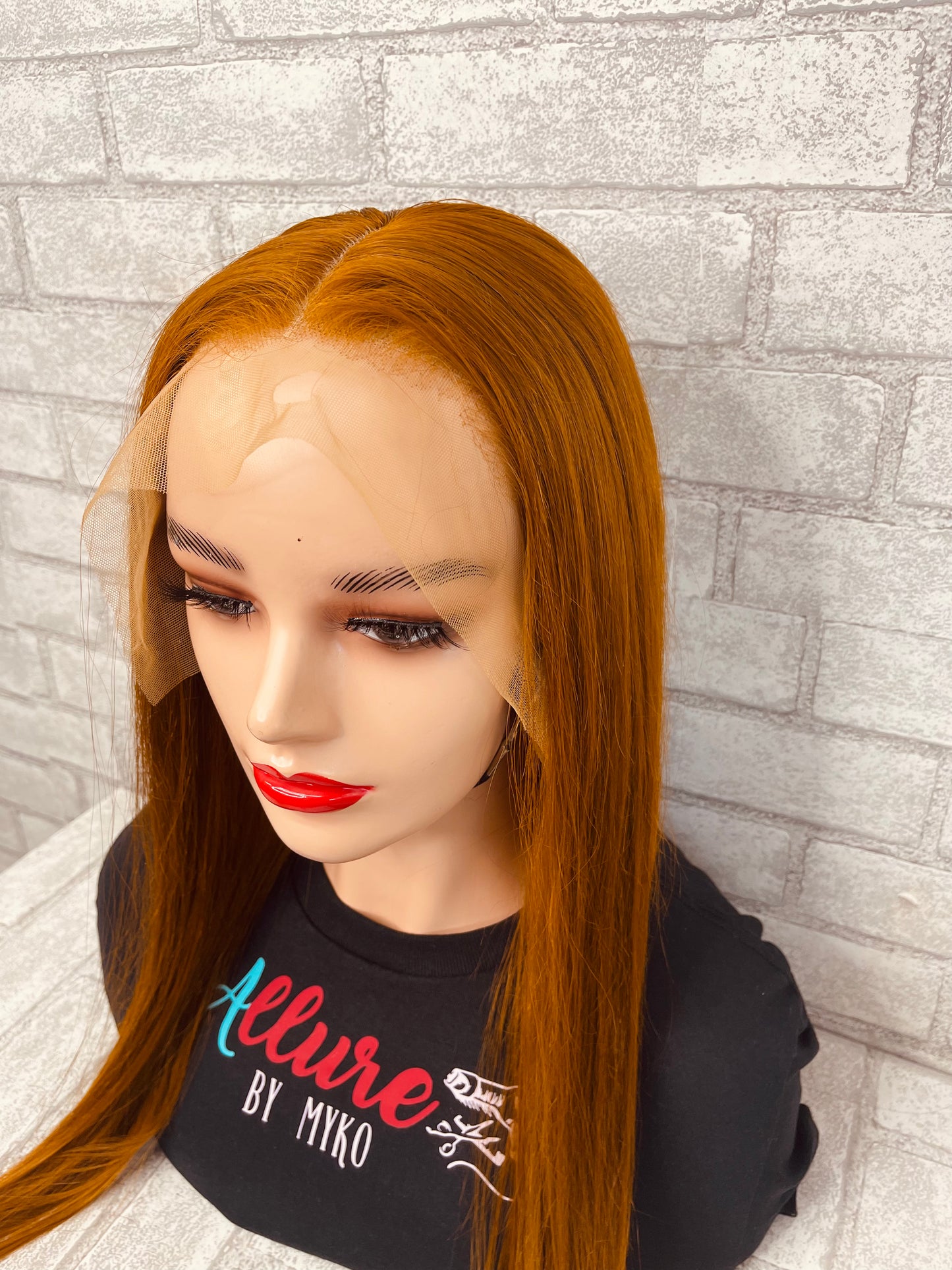 Lava Girl - 20inch human hair lace frontal ginger red color wig