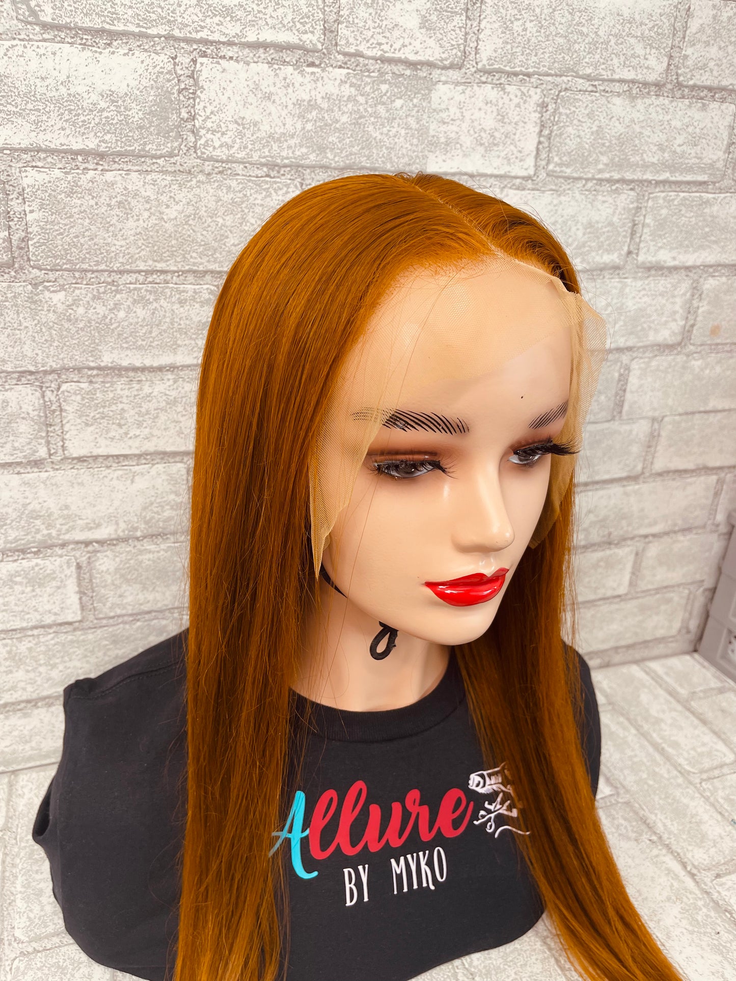 Lava Girl - 20inch human hair lace frontal ginger red color wig