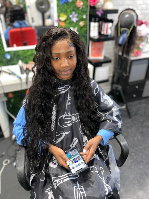 lace closure wig model installed by professional