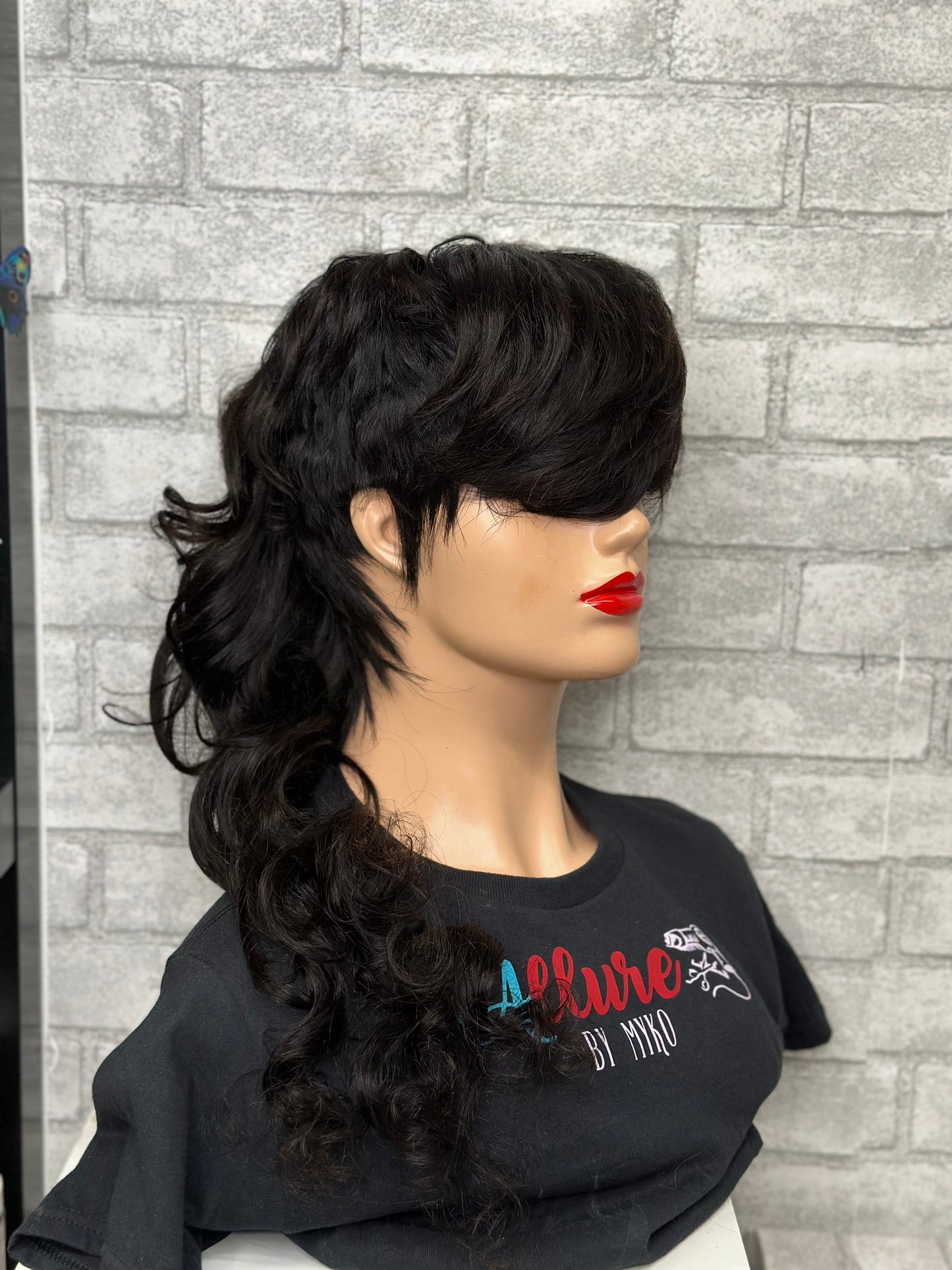 Taylor -20 inch Natural color loose wave curly mullet wig