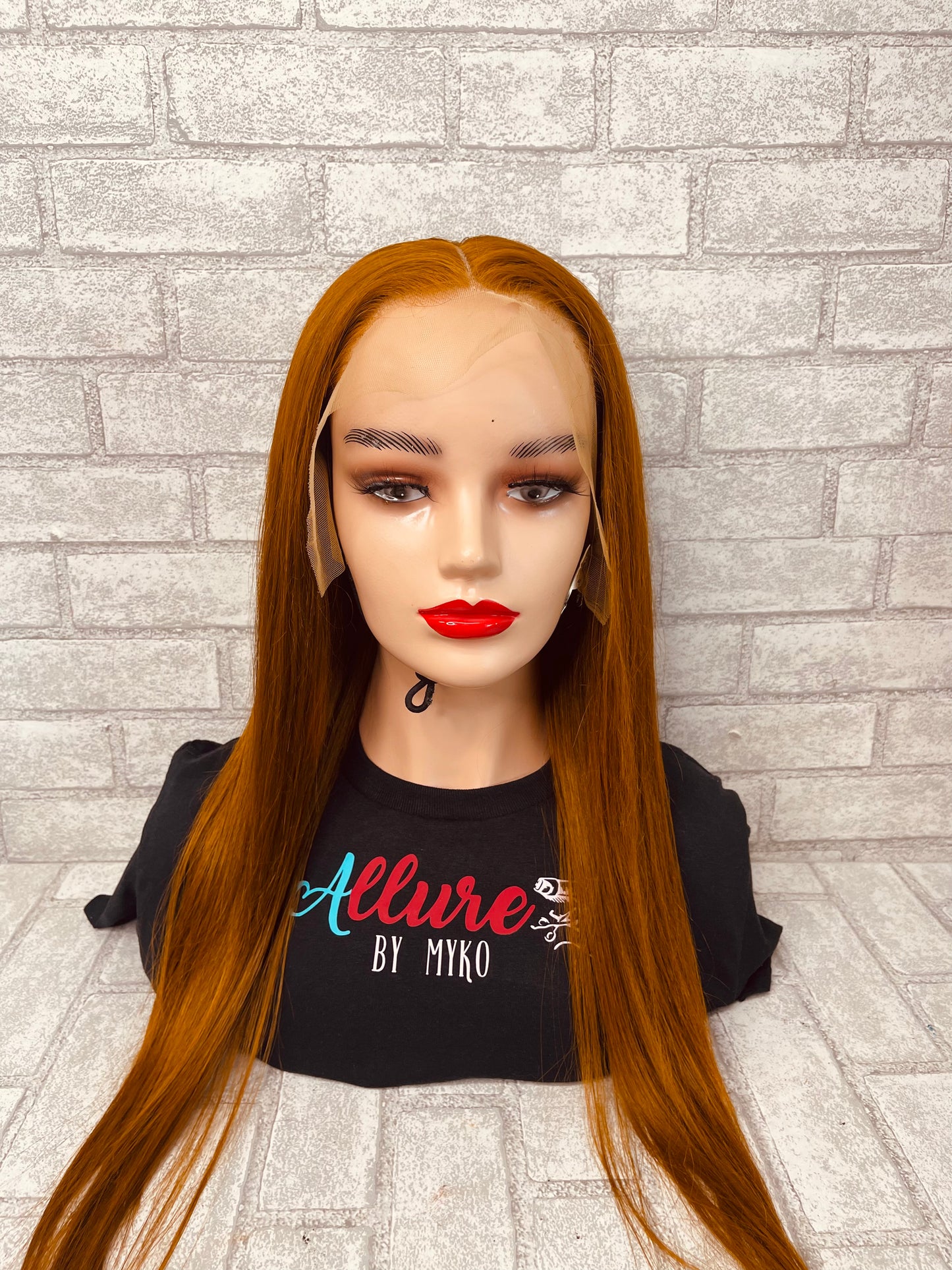 Lava Girl - 20inch human hair lace frontal ginger red color wig