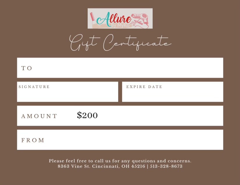 Allure Myko gift card